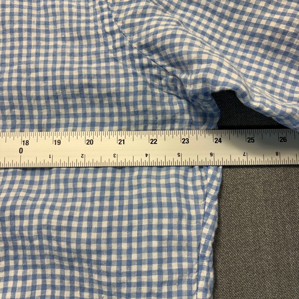 Polo Ralph Lauren Mens Classic Fit 100% Linen Gingham Seersucker Shirt Blue L - Picture 5 of 7
